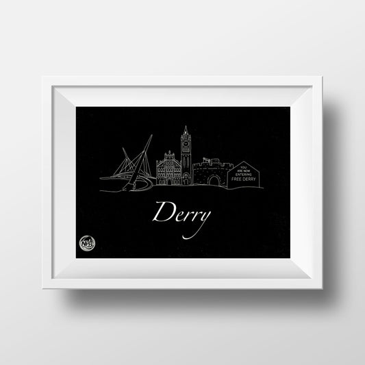 Minimalist Derry Skyline Print